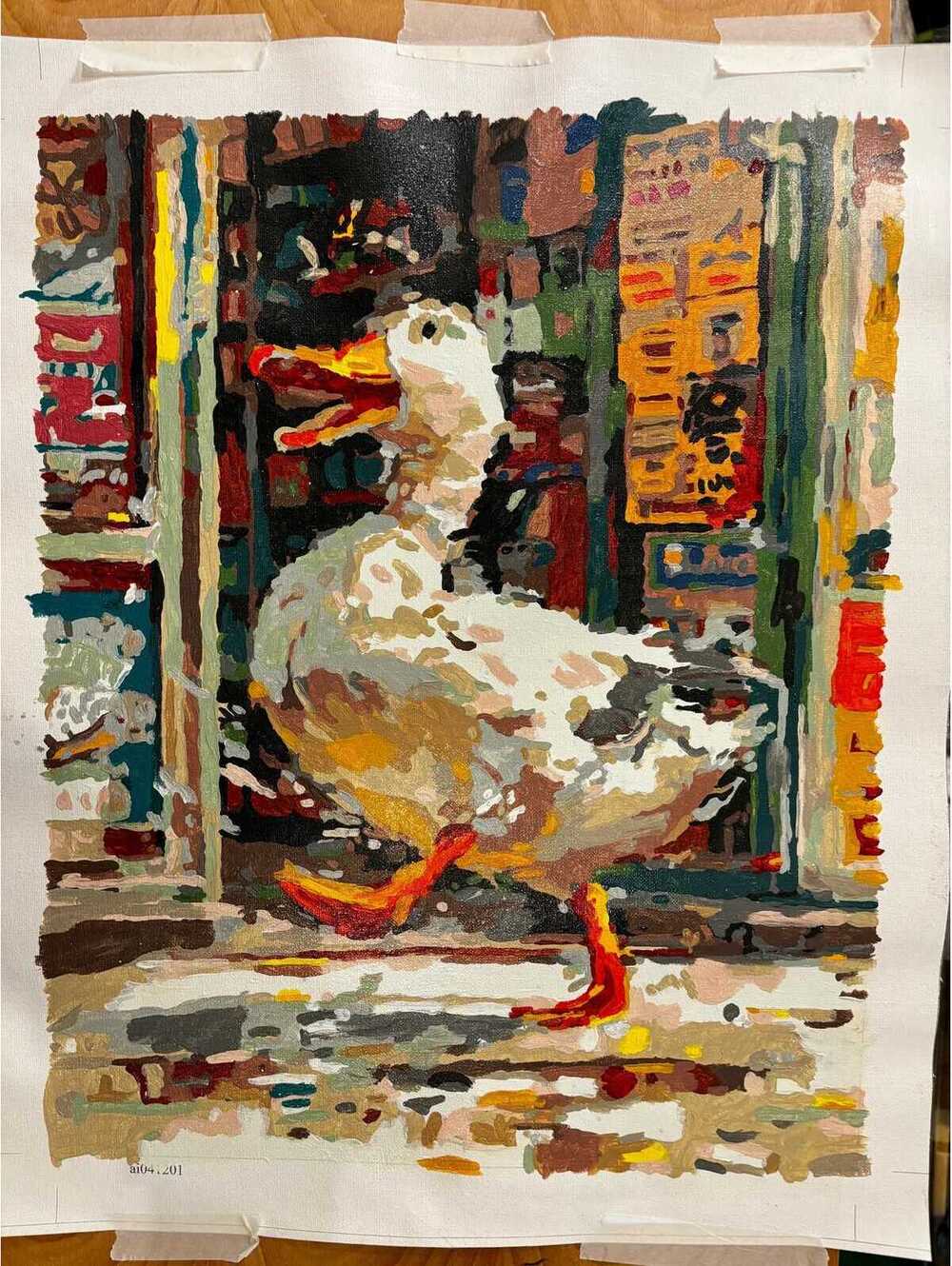 Quack Quack Waddle Waddle completed paint by numbers colorful wall decor
